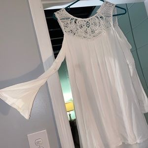 Open Shoulder Flowy White Dress